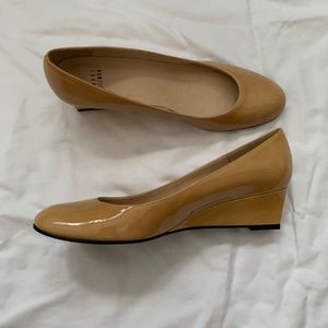 Stuart Weitzman Patent Leather Round Toe Wedge Heel